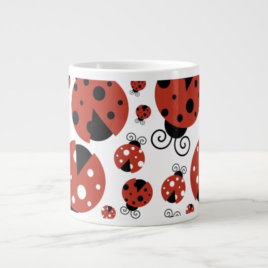 Pattern Of Ladybugs, Red Ladybugs, Your Name Jumbo-Tasse (Vorderseite)