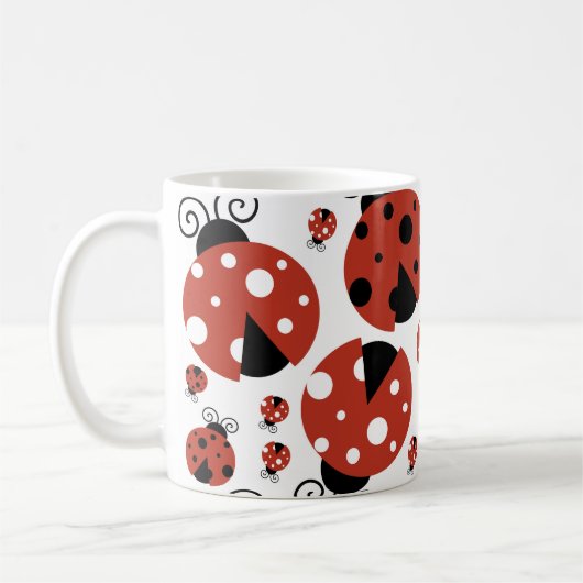 Pattern Of Ladybugs, Red Ladybugs, Your Name Kaffeetasse (Links)