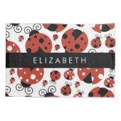 Pattern Of Ladybugs, Red Ladybugs, Your Name Kissenbezug (Rückseite)