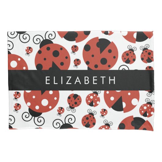 Pattern Of Ladybugs, Red Ladybugs, Your Name Kissenbezug (Vorderseite)