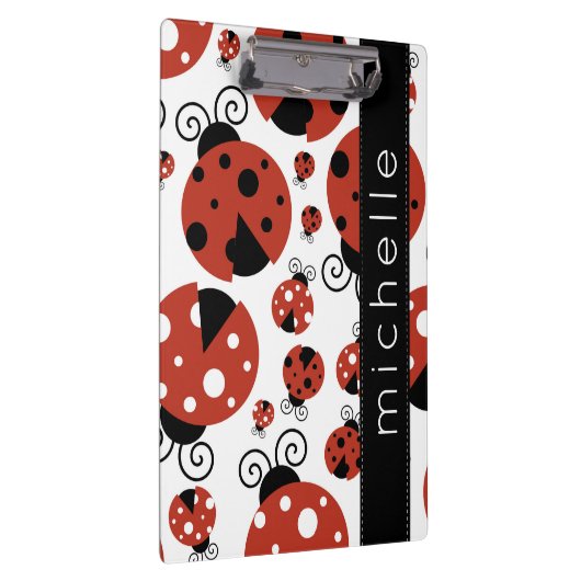 Pattern Of Ladybugs, Red Ladybugs, Your Name Klemmbrett (Rechts)