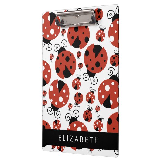 Pattern Of Ladybugs, Red Ladybugs, Your Name Klemmbrett (Links)