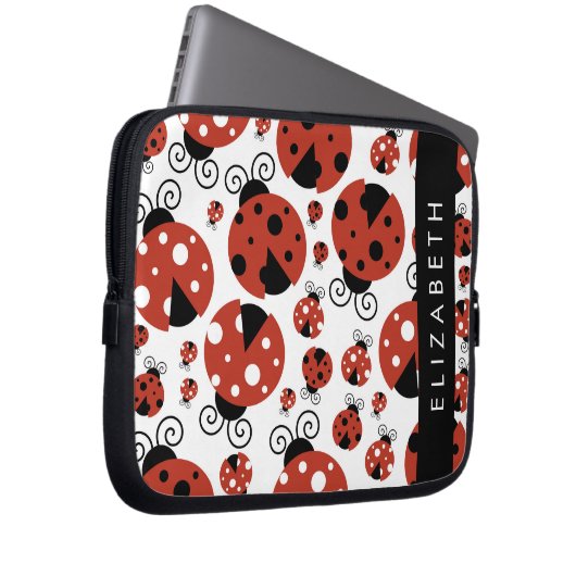 Pattern Of Ladybugs, Red Ladybugs, Your Name Laptopschutzhülle (Vorne Rechts)
