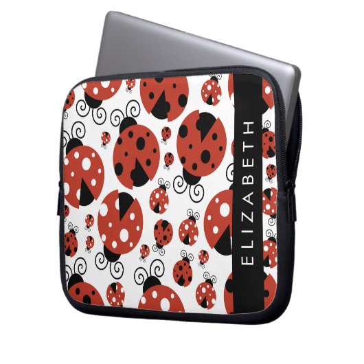 Pattern Of Ladybugs, Red Ladybugs, Your Name Laptopschutzhülle (Vorderseite Links)