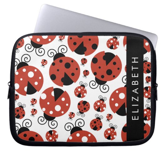 Pattern Of Ladybugs, Red Ladybugs, Your Name Laptopschutzhülle (Vorderseite)