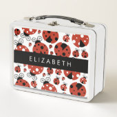 Pattern Of Ladybugs, Red Ladybugs, Your Name Metall Brotdose (Vorderseite)