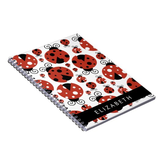 Pattern Of Ladybugs, Red Ladybugs, Your Name Notizblock (Rechte Seite)