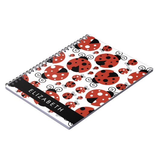 Pattern Of Ladybugs, Red Ladybugs, Your Name Notizblock (Linke Seite)
