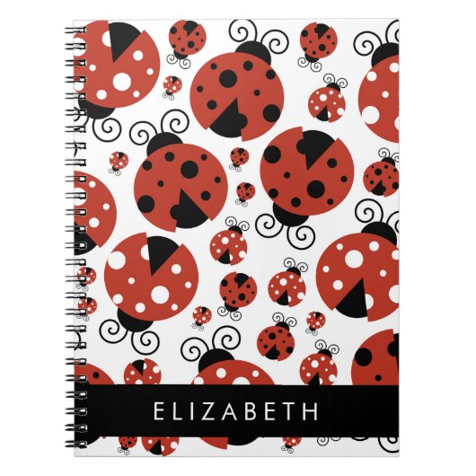 Pattern Of Ladybugs, Red Ladybugs, Your Name Notizblock (Vorderseite)