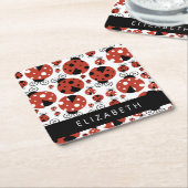 Pattern Of Ladybugs, Red Ladybugs, Your Name Rechteckiger Pappuntersetzer (angewinkelt)