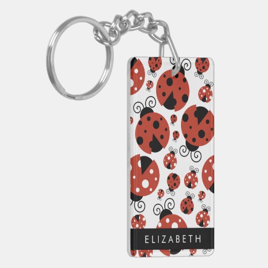 Pattern Of Ladybugs, Red Ladybugs, Your Name Schlüsselanhänger (Vorderseite links)