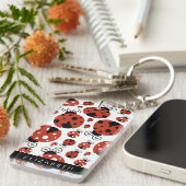 Pattern Of Ladybugs, Red Ladybugs, Your Name Schlüsselanhänger (Vorderseite rechts)