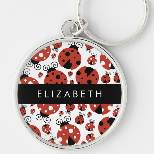 Pattern Of Ladybugs, Red Ladybugs, Your Name Schlüsselanhänger (Vorne)