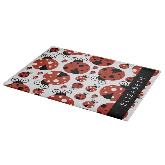 Pattern Of Ladybugs, Red Ladybugs, Your Name Schneidebrett (Ecke)
