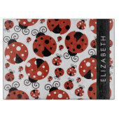 Pattern Of Ladybugs, Red Ladybugs, Your Name Schneidebrett (Vorderseite)