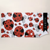 Pattern Of Ladybugs, Red Ladybugs, Your Name Strandtuch (Vorderseite)
