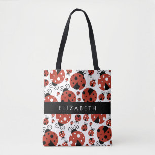 Pattern Of Ladybugs, Red Ladybugs, Your Name Tasche