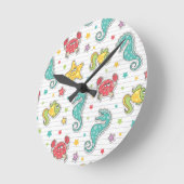 pattern of sea creatures runde wanduhr (Winkel)