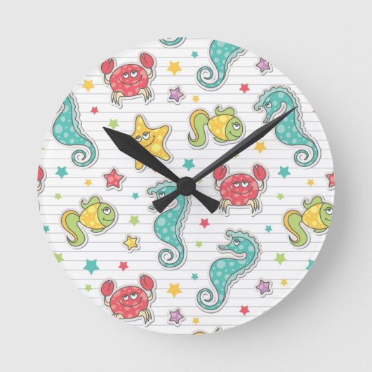 pattern of sea creatures runde wanduhr (Vorderseite)