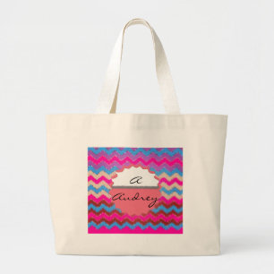 Pattern Office Party Peace Chevrons Mit Monogramm Jumbo Stoffbeutel