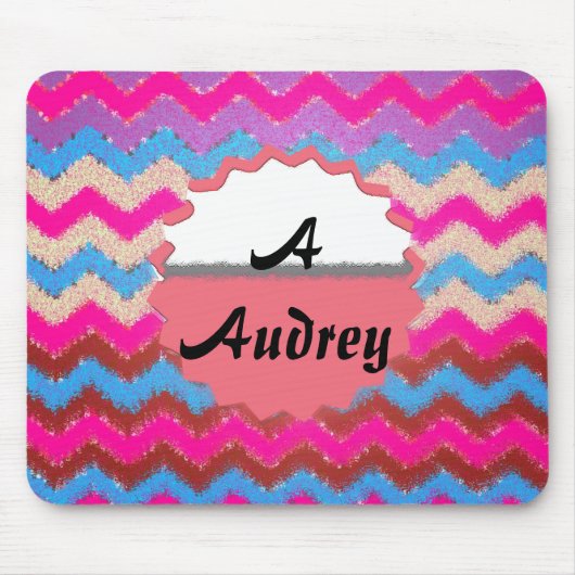 Pattern Office Party Peace Chevrons Mit Monogramm Mousepad (Vorne)