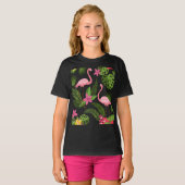Pattern Peacock Pink mit Blume T - Shirt (Vorne ganz)