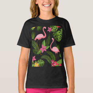 Pattern Peacock Pink mit Blume T - Shirt