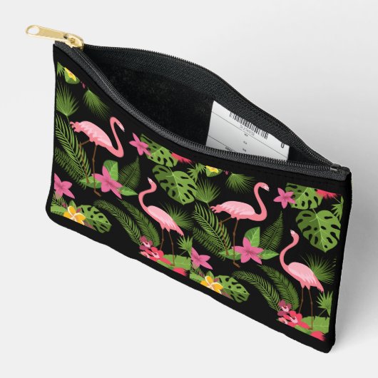 Pattern Peacock Pink with Flowers Zubehörtasche (Offen)