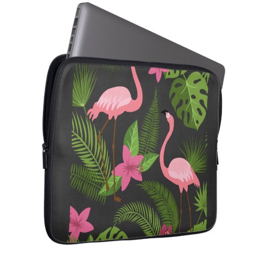 Pattern Pfauenrosa mit Blume Laptopschutzhülle (Vorne Rechts)