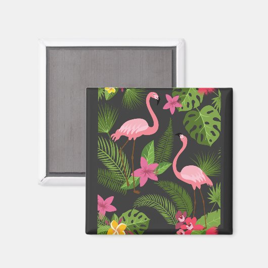 Pattern Pfauenrosa mit Blume Magnet (Vorderseite/Rückseite)