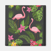 Pattern Pfauenrosa mit Blume Magnet (Vorne)