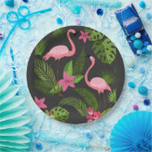 Pattern Pfauenrosa mit Blume Pappteller (Party)