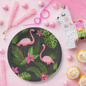 Pattern Pfauenrosa mit Blume Pappteller (Party)