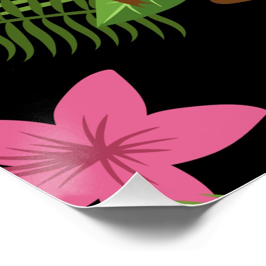 Pattern Pfauenrosa mit Blume Poster (Ecke)