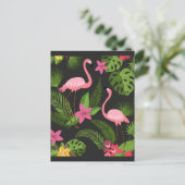 Pattern Pfauenrosa mit Blume Postkarte (Stehend Vorderseite)