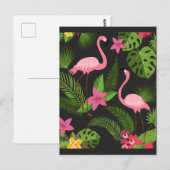 Pattern Pfauenrosa mit Blume Postkarte (Vorne/Hinten)