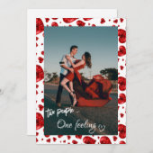 Pattern Red Hearts Valentins Foto Holiday Card Dankeskarte (Vorne/Hinten)