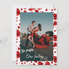 Pattern Red Hearts Valentins Foto Holiday Card Dankeskarte