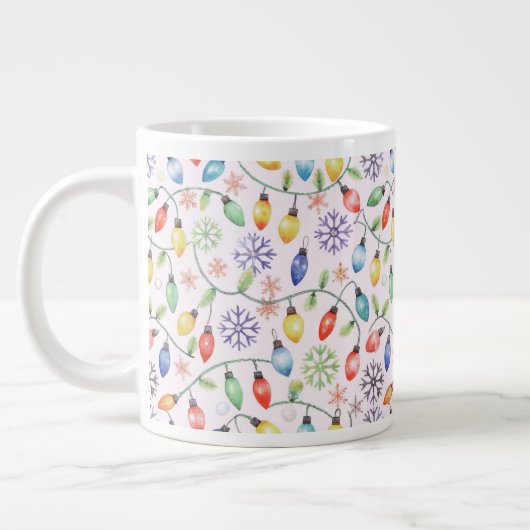 Pattern Retro Christmas Lights Jumbo-Tasse (Links)