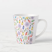 Pattern Retro Christmas Lights Milchtasse (Rechts)