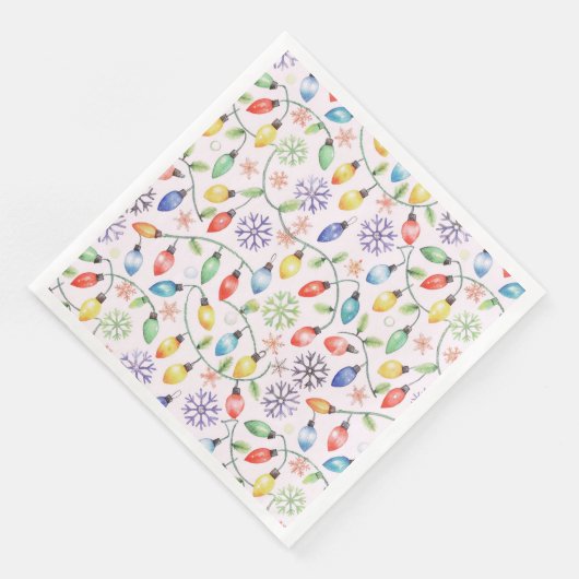 Pattern Retro Christmas Lights Serviette (Ecke)