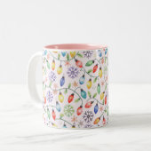 Pattern Retro Christmas Lights Zweifarbige Tasse (Vorderseite Links)