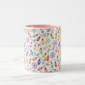 Pattern Retro Christmas Lights Zweifarbige Tasse (Mittel)