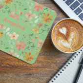 Pattern rosa Wasserfarben Botanisch-grünes Mauspad