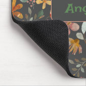 Pattern rosa Wasserfarben botanisches graues Mausp Mousepad (Ecke)