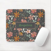 Pattern rosa Wasserfarben botanisches graues Mausp Mousepad (Mit Mouse)