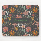 Pattern rosa Wasserfarben botanisches graues Mausp Mousepad (Vorne)