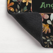 Pattern rosa Wasserfarben botanisches schwarzes Ma Mousepad (Ecke)