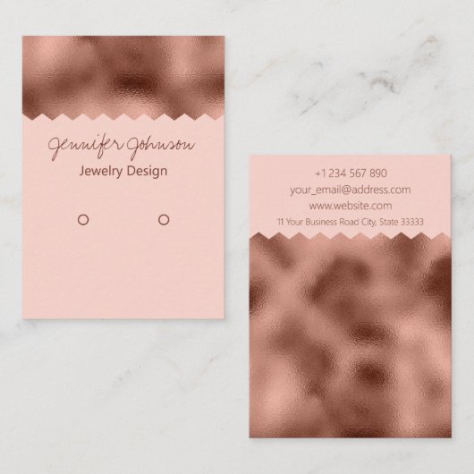 Pattern Rose Gold Foil Ohrring Display Card Visitenkarte (Vorne/Hinten)