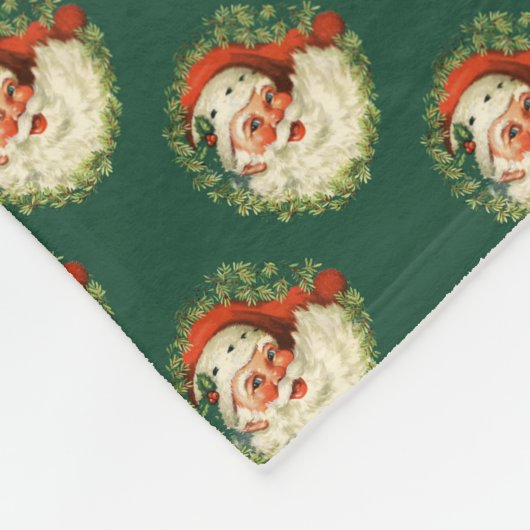 Pattern Santa Claus Pine Wreath Fleecedecke (Ecke)